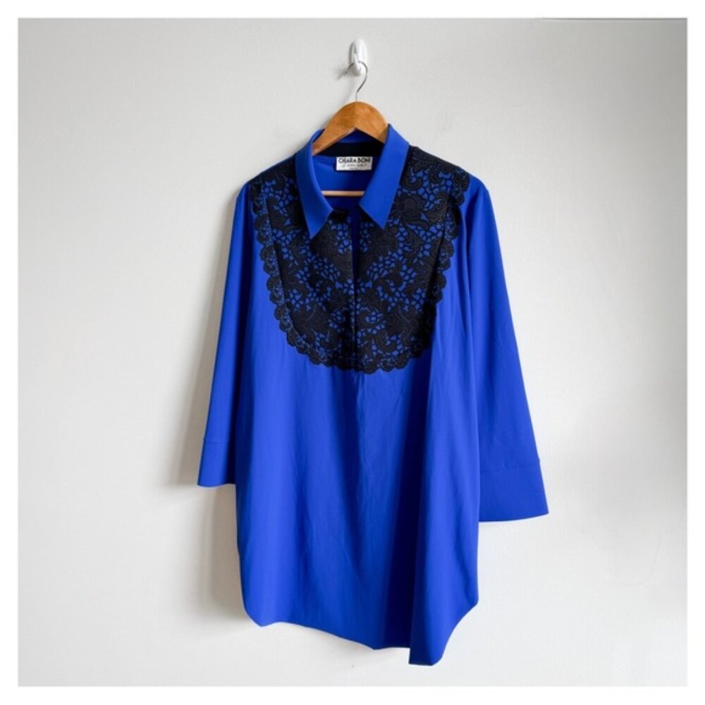 CHIARA BONI • La Petite Robe Felisha Tunic Top in Cobalt Blue • 18